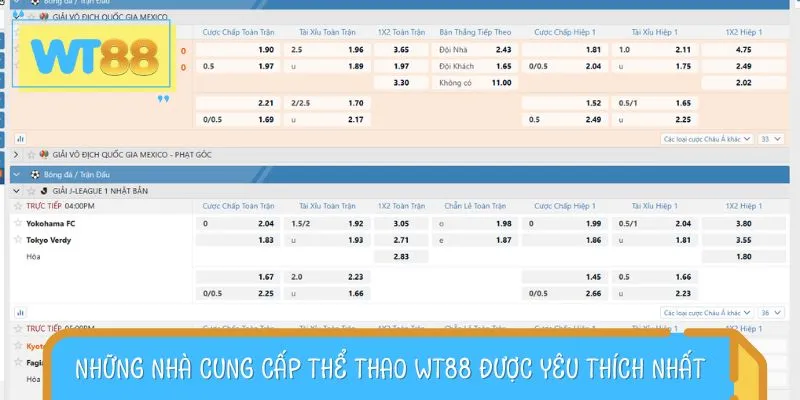 Những nhà cung cấp thể thao WT88 được yêu thích nhất